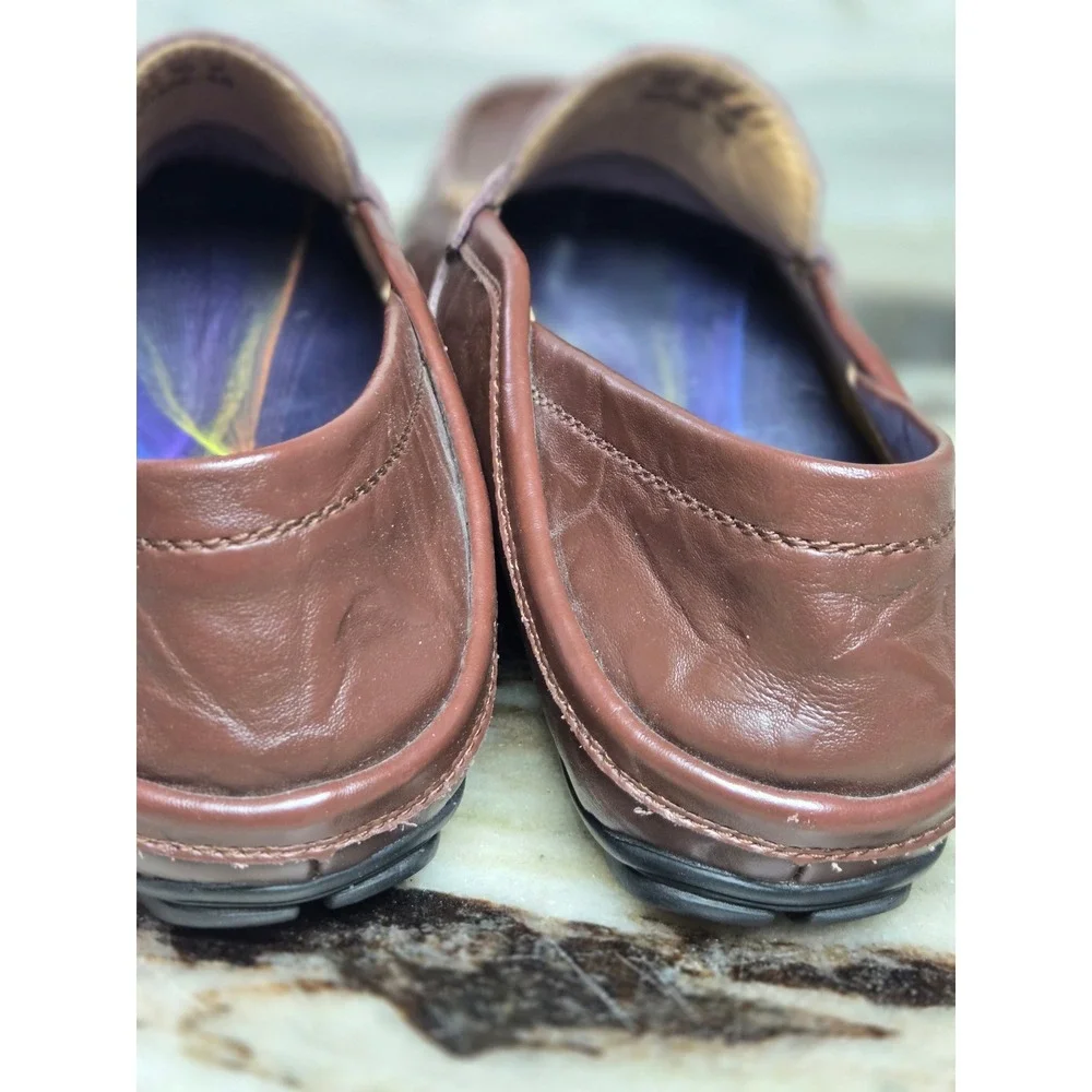 Mens Brown Leather Driving Loafers Slip On Moc Toe‎ Size 10 M Minimalist Preppy
